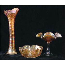  Iridescent Trio: Vase, Bowl and Compote #1045925