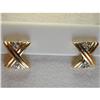 Image 1 : Rare Estate 14K YG Gold Diamond X Stud Earrings#1046178