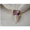Image 1 : Estate 14K Gold Filigree Amethyst Diamond Ring #1046208
