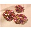 Image 1 : 3 Large Fuchsia Pink Faceted Rhinestone Buttons#1046606