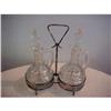 Image 1 : Pressed Glass Twin Cruet Set in Brass Carrier; #1046967