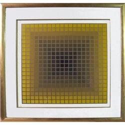 Vasarely   Gold & Green squares #1053692