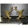 Image 1 : CHINESE GRIFFIN CANDLEHOLDERS / BRASS / OLD #1053731