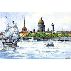 Watercolor  Old Russia. Saint-Petersburg. #1053809