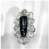 Image 1 : Rare Onyx Tribal Face Sterling Silver Ring #1054014