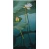 Image 1 : original oil on canvas, Lotus on Water, 51x24",#1054026