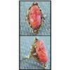 Image 1 : Edwardian 18K, Coral and Diamond Cameo Ring #1054371