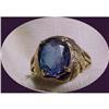 Image 1 : Estate 10K Gold Ring with large blue gem sz 9 #1054517