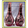 Image 1 : PAIR PINK GLASS OVERLAID BOTTLE VASES #1054613