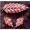40's Rhinestone Pink Brooch & Earrings #1067766