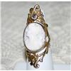 Image 1 : Rare 19C 14K Gold Shell Cameo 1CT Diamond Ring #1068158