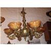 Image 1 : Casted bronze chandelier with six alabaster #1068527