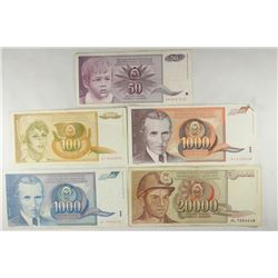 YUGOSLAVIA 50 DINARA, 100 DINARA, 2-1000 DINARA