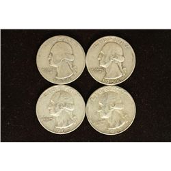 1939,58-D,60-D & 61-D WASHINGTON SILVER QUARTERS