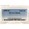 Image 3 : 2000-D SACAGAWEA DOLLAR PCGS MS66