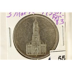 1935-A GERMAN SILVER 5 MARKS