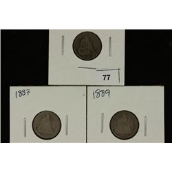 1883, 87 & 1889 SEATED LIBERTY DIMES