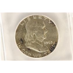 1963 FRANKLIN HALF DOLLAR ICG AU 58 DETAILS