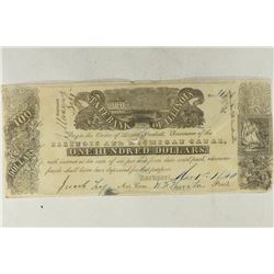 1840 ILLINOIS & MICHIGAN CANAL $100 OBSOLETE BANK