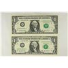 Image 1 : 2-2003-A $1 FRN'S LOW CONSECUTIVE SERIAL 'S UNC