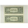 Image 2 : 2-2003-A $1 FRN'S LOW CONSECUTIVE SERIAL 'S UNC