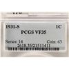 Image 3 : 1931-S LINCOLN CENT KEY DATE PCGS VERY FINE 35