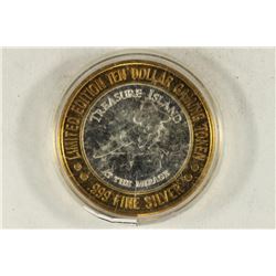 CASINO $10 SILVER TOKEN (UNC) TREASURE ISLAND AT