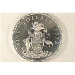 1972 BAHAMAS $5 SILVER PROOF 1.2526 OZ. ASW
