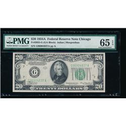 1934A $20 Chicago Federal Reserve Note PMG 65EPQ