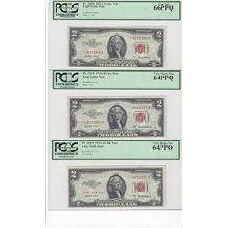 1953A $2 Legal Tender STAR Notes PCGS 8 Consecutive Notes