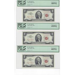 1963 $2 Legal Tender Notes 5 Consecutive Notes