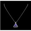 Image 1 : 9.36 ctw Tanzanite and Diamond Pendant With Chain - 14KT White Gold