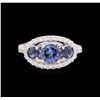 Image 2 : 1.27 ctw Tanzanite, Sapphire and Diamond Ring - 14KT White Gold