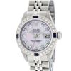 Image 2 : Rolex Ladies Stainless Steel Pink MOP Diamond & Sapphire 26MM Datejust Wristwatc