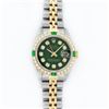 Image 2 : Rolex Ladies 2 Tone Green Diamond & Emerald Datejust Wristwatch