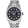 Image 2 : Rolex Mens Stainless Steel Black Diamond 36MM Datejust Wristwatch
