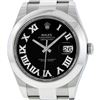 Image 2 : Rolex Mens SS 41MM Black Roman Diamond Datejust 2 Oyster Band Wristwatch With Bo