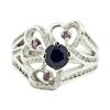 Image 2 : 1.70 ctw Round Brilliant Blue Sapphire And Diamond Ring - 14KT White Gold