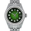 Image 1 : Rolex Ladies Stainless Steel Green Vignette Diamond Lugs & Datejust Wristwatch