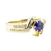 Image 1 : 0.99 ctw Blue Sapphire And Diamond Ring - 14KT Yellow Gold
