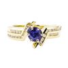 Image 2 : 0.99 ctw Blue Sapphire And Diamond Ring - 14KT Yellow Gold