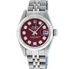 Image 1 : Rolex Ladies Stainless Steel Red Diamond Quickset Datejust Wristwatch