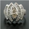 Image 2 : 14K White Gold 1.74 ctw Diamond Engagement Ring w/ Champagne Marquise Solitaire