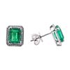 Image 2 : 3.38 ctw Emerald and Diamond Earrings - 14KT White Gold