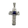 Image 1 : 4.22 ctw Round Brilliant Blue Sapphire And Diamond Pendant - 18KT White Gold