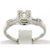 Image 1 : 18k White Gold Round & Baguette VVS Diamond Engagement Solitaire Ring
