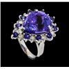 Image 4 : 16.06 ctw Tanzanite, Sapphire and Diamond Ring - 14KT White Gold