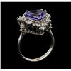 Image 4 : 4.17 ctw Tanzanite and Diamond Ring - 14KT White Gold