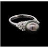 Image 1 : 0.33 ctw Pearl and Diamond Ring - 14KT White Gold