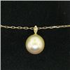 Image 3 : 18kt Yellow Gold 10.45mm Pearl and Diamond Solitaire Pendant Necklace